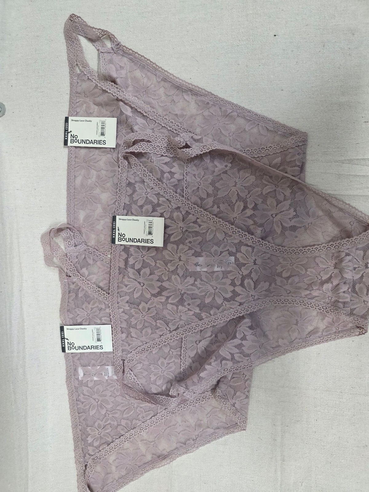 No Boundaries Strappy Lace Cheeky Panties Lot of3 Laurel Pink XXXL 22 Floral New