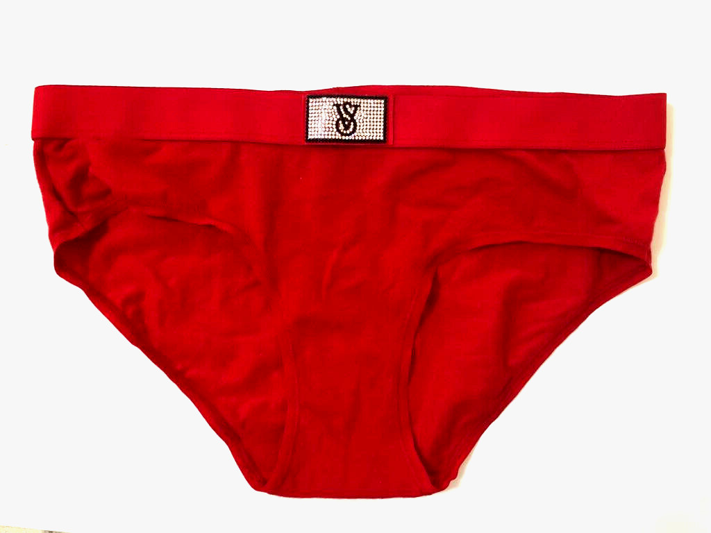 Victoria’s Secret Logo Cotton Shine Patch Hiphugger Panty Color Red Size L NWT