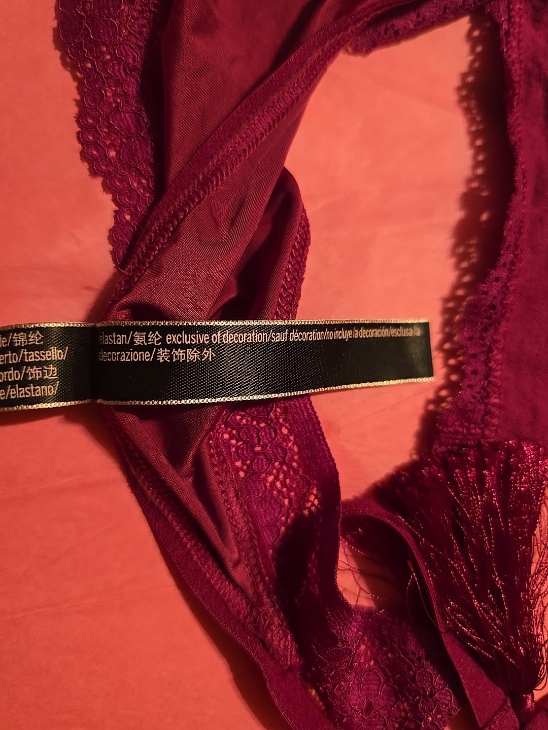 Victoria’s Secret Very Sexy Cheeky Panties Med. Burgandy/Plum W/ Tassel On Back