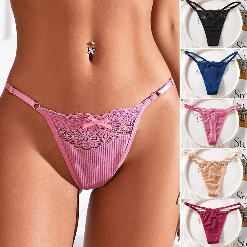 Lot 6pcs Sexy Ladies Womens Panties Thong High Cut Lace Underwear Intimate Brief