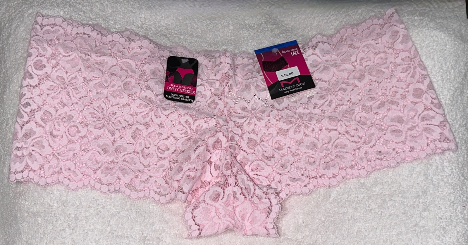 MAIDENFORM Sexy Must Haves Light Pink Lace Cheeky Boyshort Panty Womens Sz XL 8