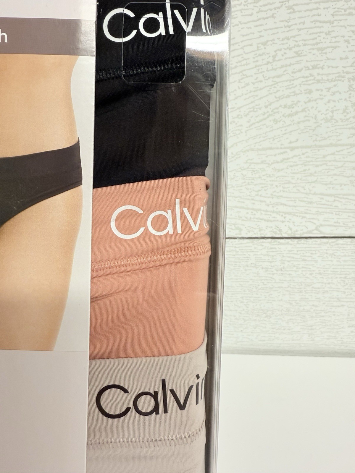 Calvin Klein 3Pack Microfiber Stretch Bikini Black Peach Light Gray Medium NWT