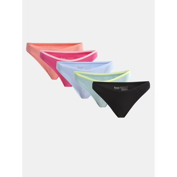 No Boundaries Women’s 5-Pack Cotton Bikini Panties, Assorted Colors Size S(4/6)