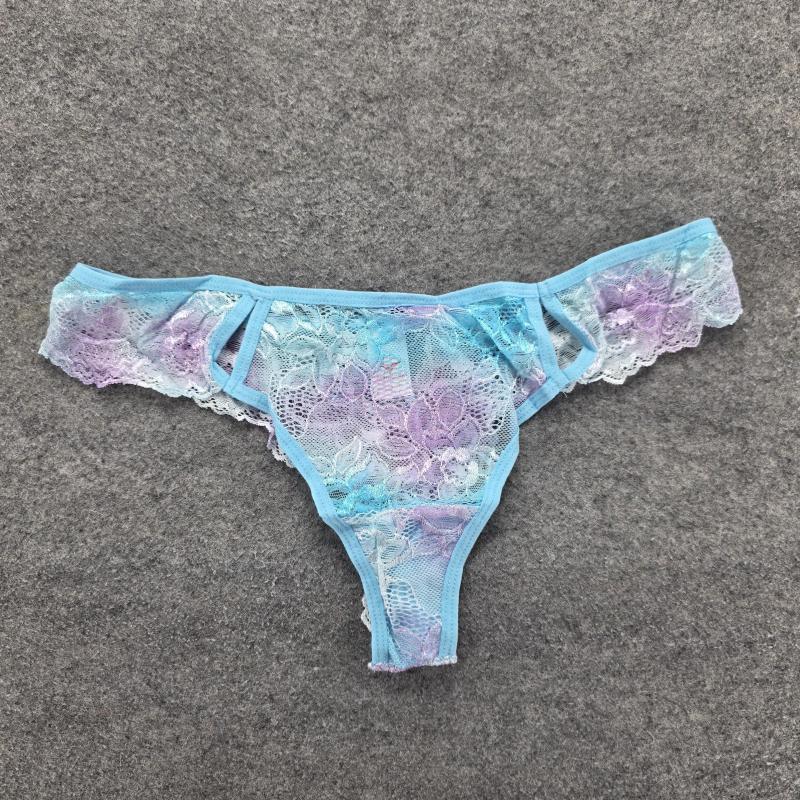 Knotty Knickers Panties Womens L Multicolor Thong Lace Sheer Stretch High Leg