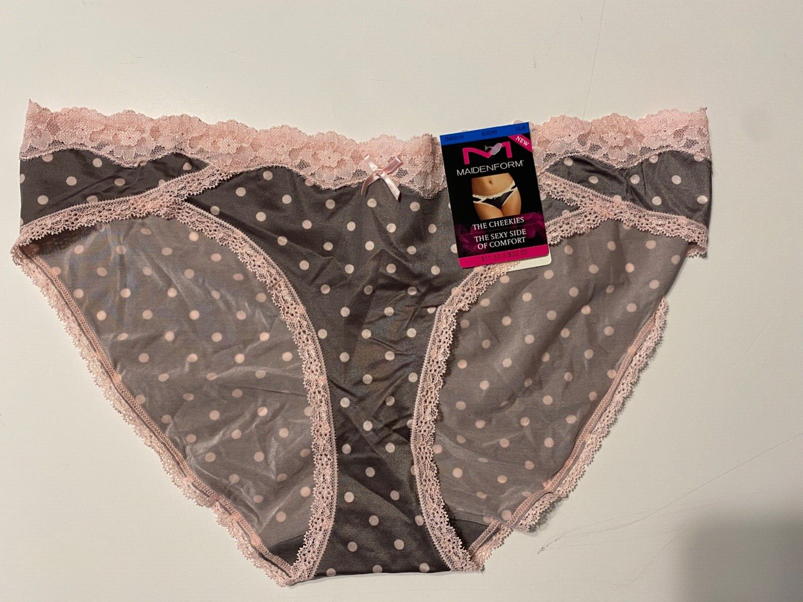 Maidenform PANTIES 3 pairs CHEEKIES Polka Dot Print Bikini Underwear Size 6