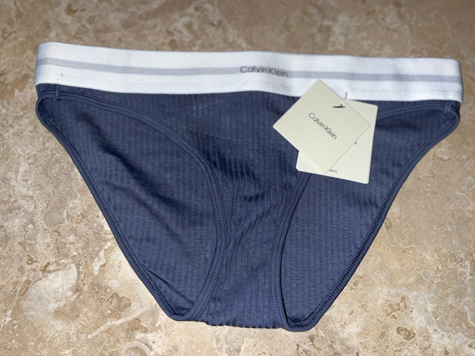 NWT Calvin Klein Cotton Modal Stretch Rib Bikini Panty QF8022 Large $22