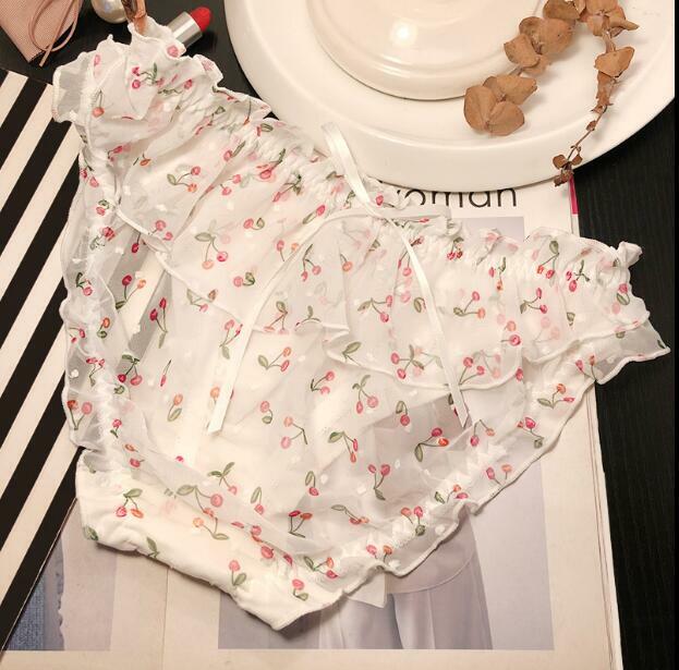 Japanese Sweet Girls Low Waist Briefs Chiffon Lolita Cute Sexy Panties Underwear