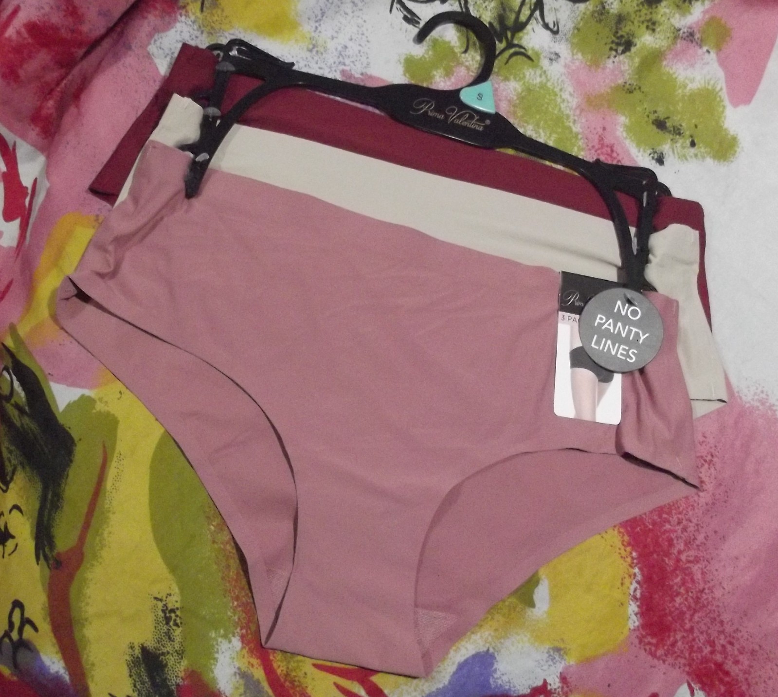 3 NEW PRIMA VALENTINA 84314 PK/BG/BU NO PANTY LINES MICROFIBER HIPSTER PANTIES S