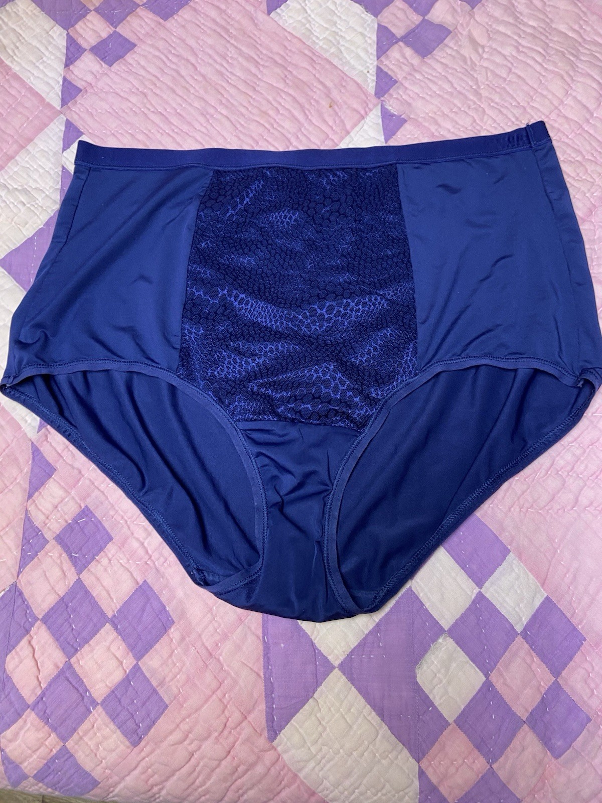 Warners 2XL Blue Panties Shiny Panel Polyester Blend