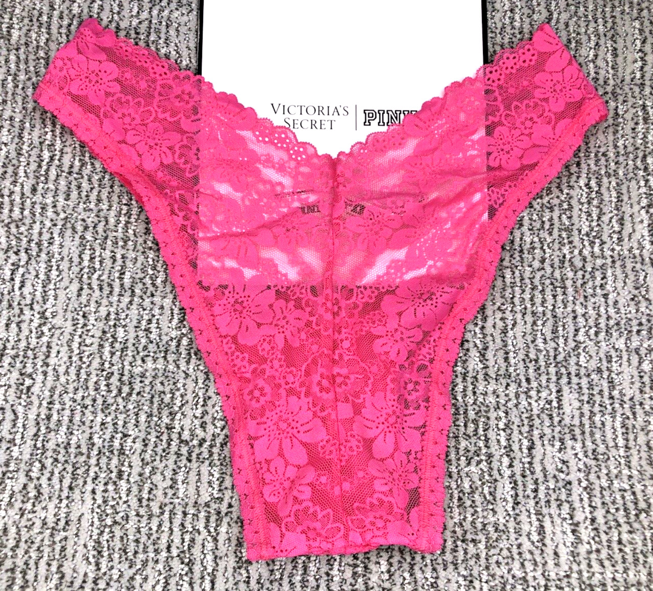 Victoria’s Secret PINK NWT Large Pink Limited Edition Bling Brazilian Panty Logo