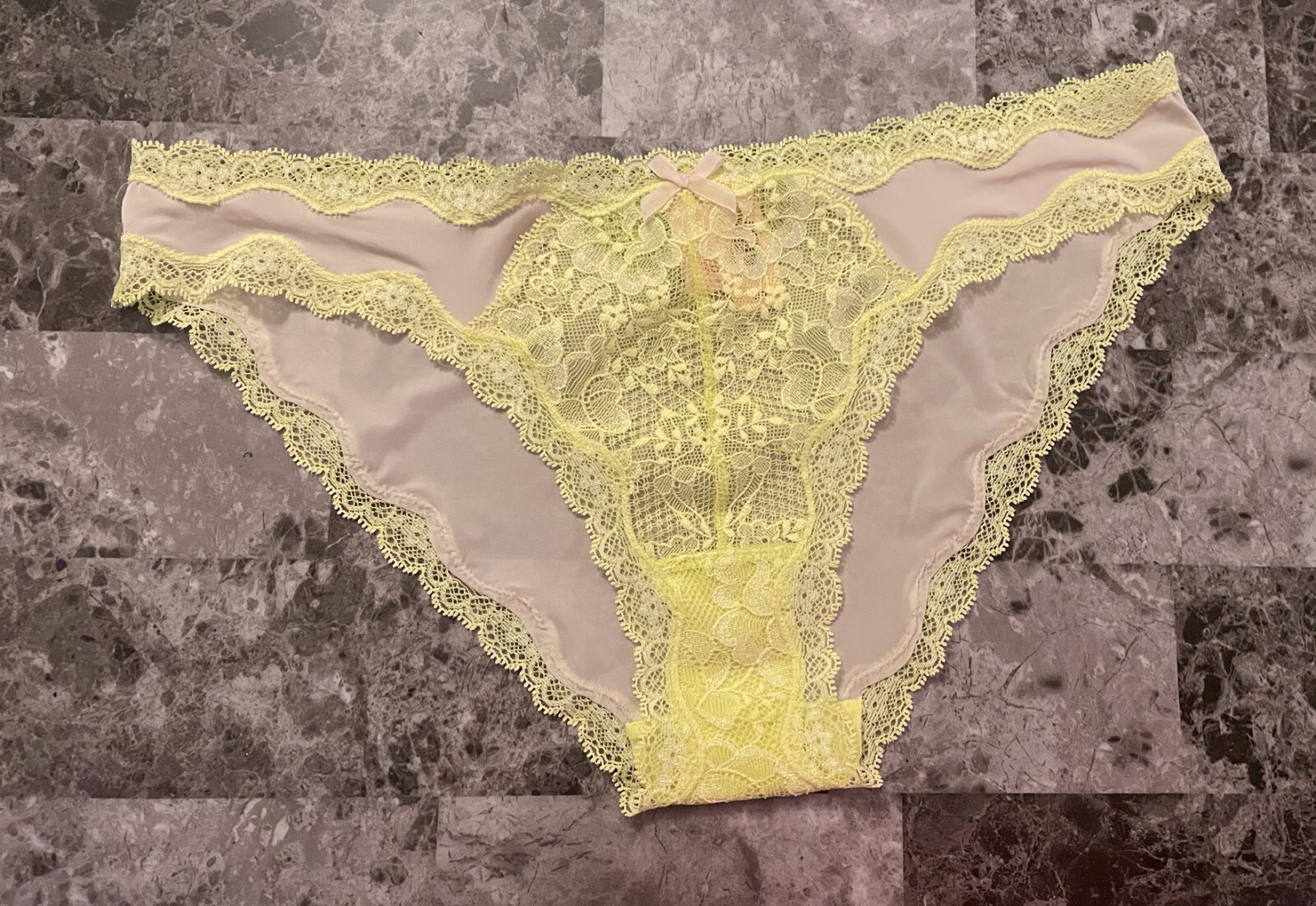 NWT VICTORIA’S SECRET DREAM ANGELS L SMOOTH SHIMMER LACE RARE CHEEKINI PANTIES