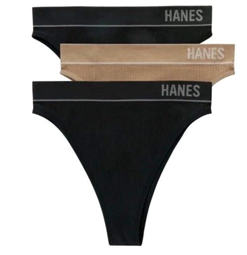 Hanes Originals 3-Pair Hi-Rise Cheeky Underwear Panties Nylon Ribbed women ~ XL