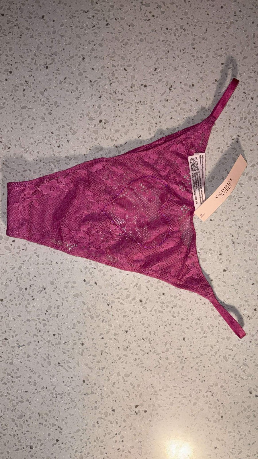 NWT Victoria’s Secret Dream Angels Lace Rhinestone Heart Hardware Brazilian XL