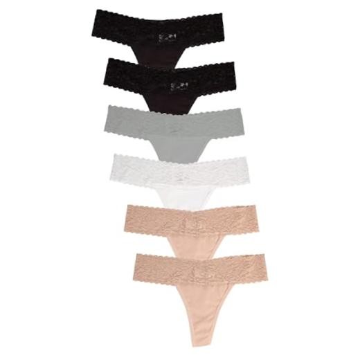 Lace Thongs for Women – 6 or 12 Pack Low Rise Thongs – Medium 6pk Neutrals