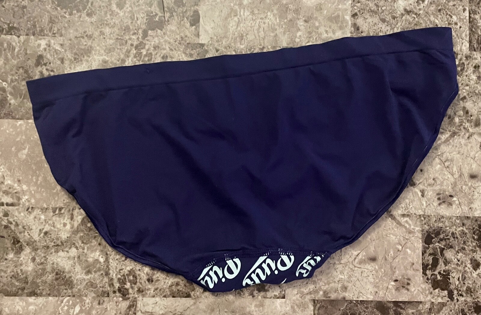 NWT VICTORIA’S SECRET PINK L NAVY BLUE AQUA LOGO SEAMLESS RARE BIKINI PANTIES