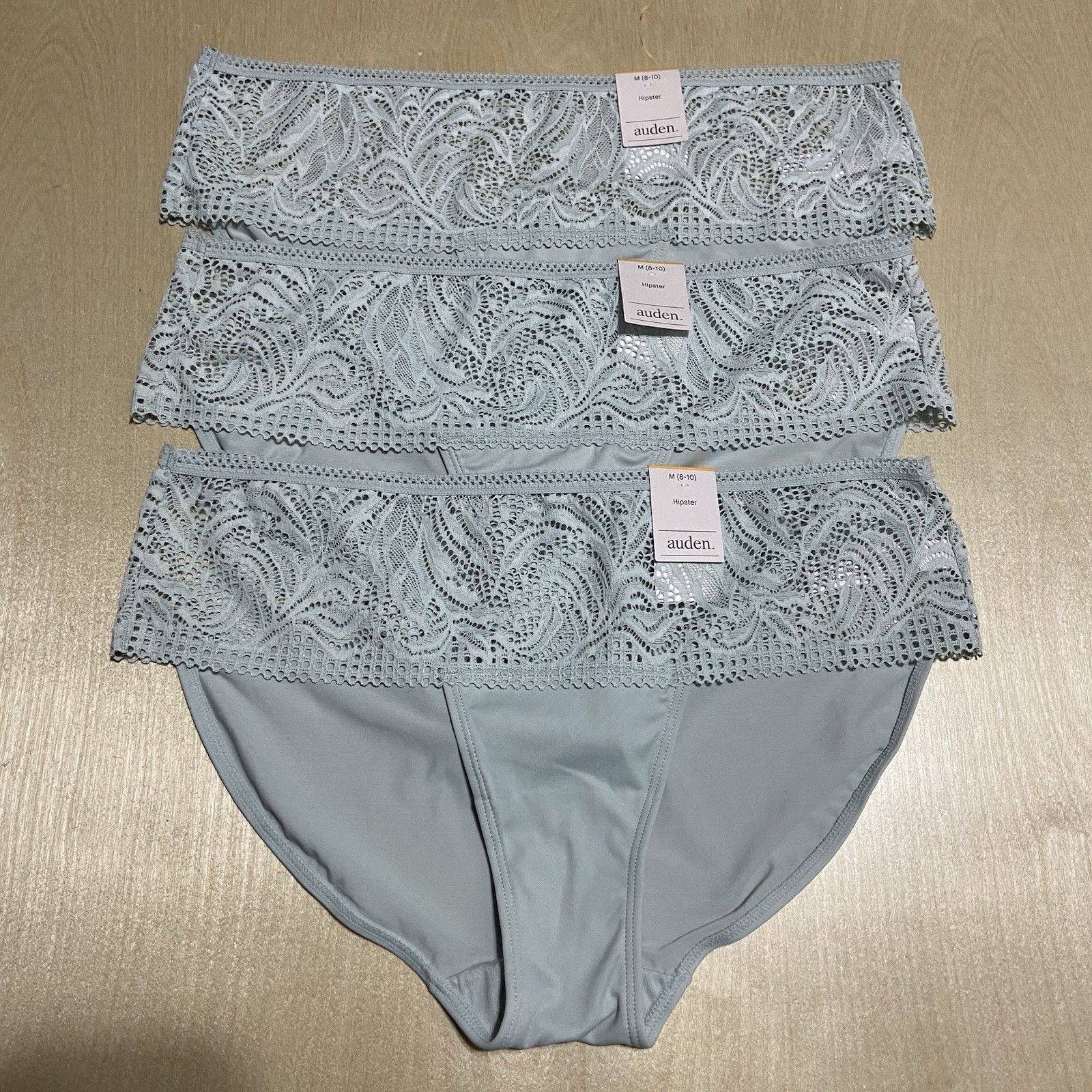 Auden Women’s Size Medium (8-10) Lace Floral Soft Hipster Panties in Blue 3 Pack