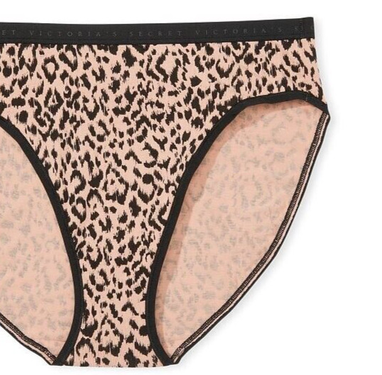 M Black Tan Leopard Stretch Cotton Victorias Secret High-Leg Waist Brief Panty