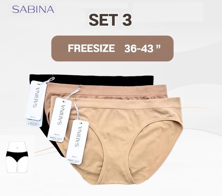 3 pcs x Sabina Low-Rise Bikini Panty Solf Stretchable Fabric Free Size M-XL