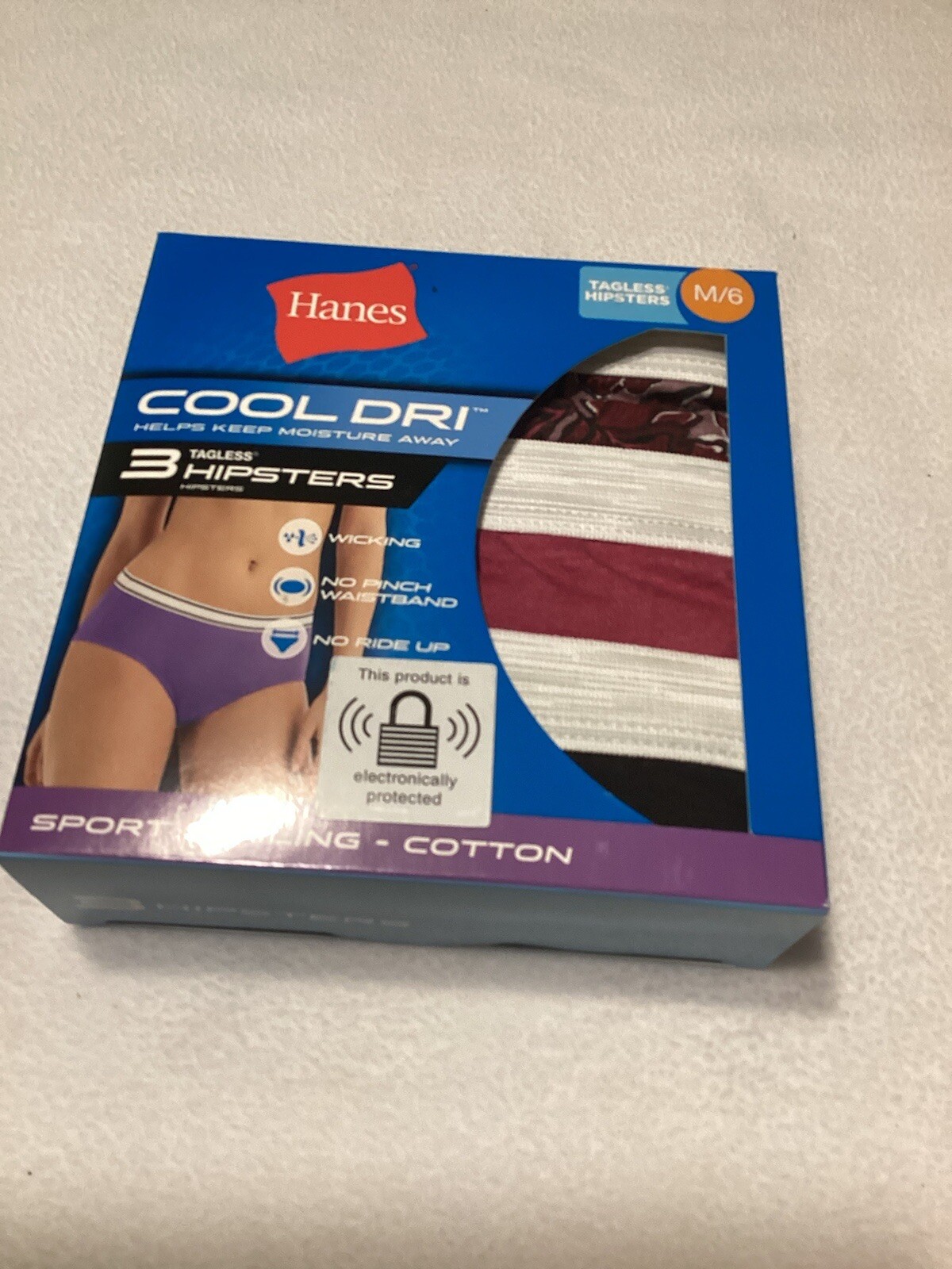 Hanes Women’s Cool Dri Hipster Panties – 3 pair – Size M/6 NWT
