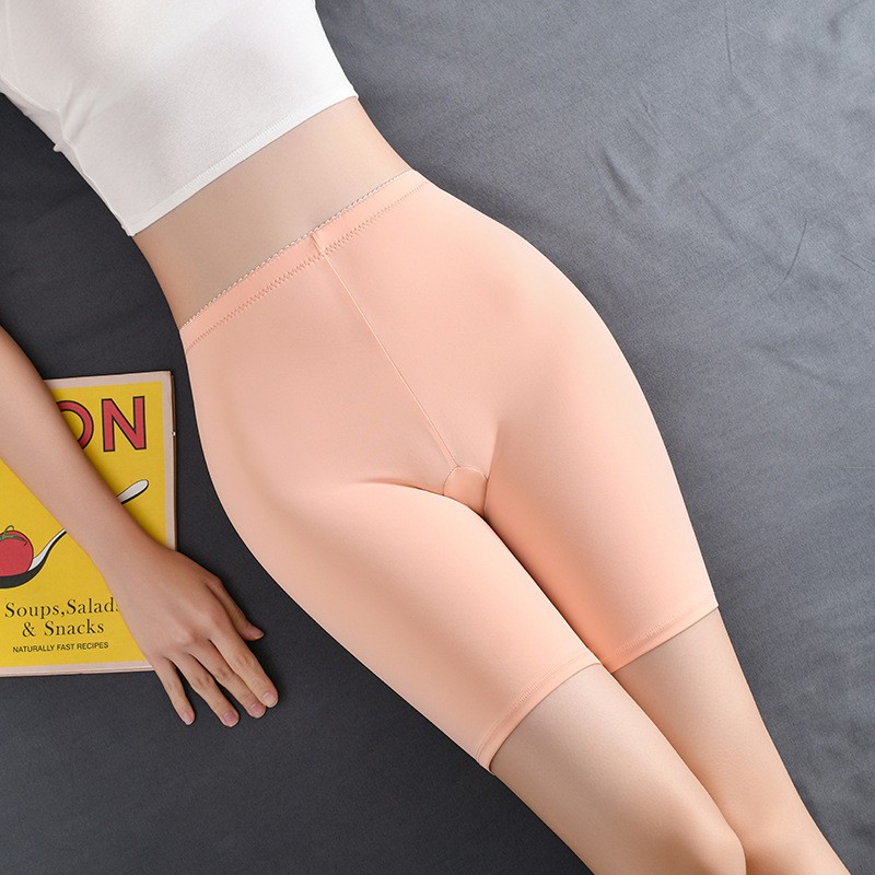 Women High waist Long Leggings Seamless Ice silk Thin Safety Underwear 92231