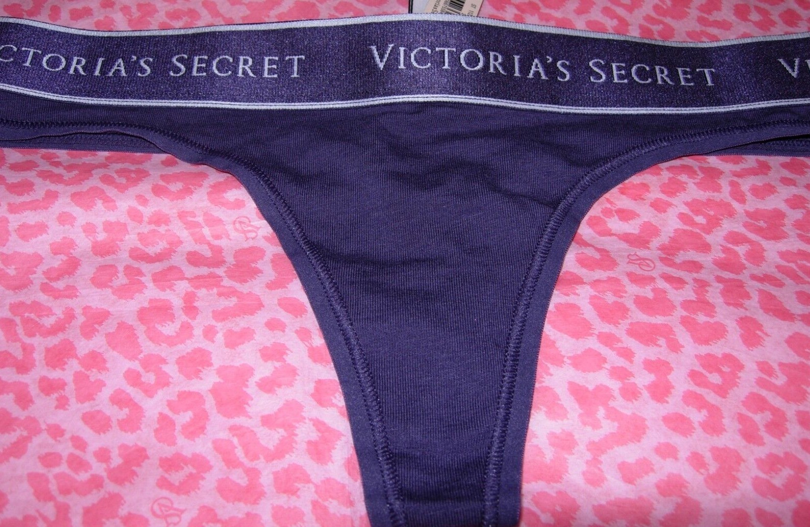 Victoria’s Secret Sexy Logo Band Lingerie Thong Purple Valiant Pantie M NWT