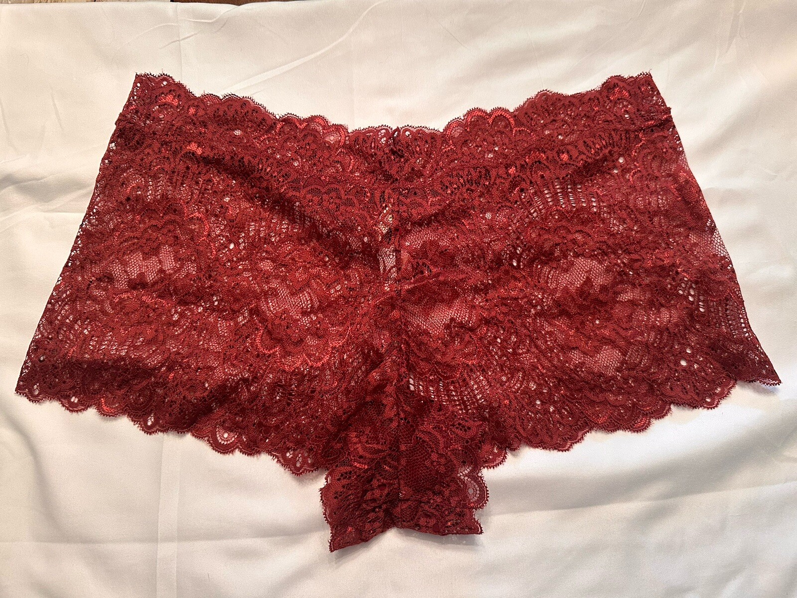 NWT Charlotte Russe Deep Red Lace Boyshort Panties Size 2X