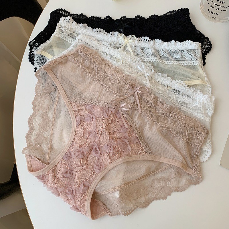 4 Pack Lot Sexy Ladies Womens Sheer Lace Panties Underwear Brief Sissy Lingeries