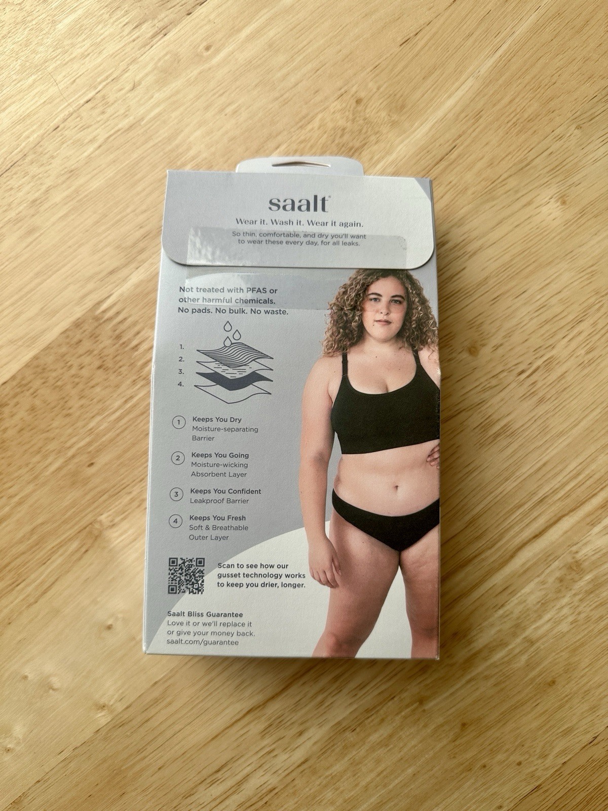 Saalt Wear XS Cotton Comfort Leakproof Underwear Black Bikini Super Absorbency