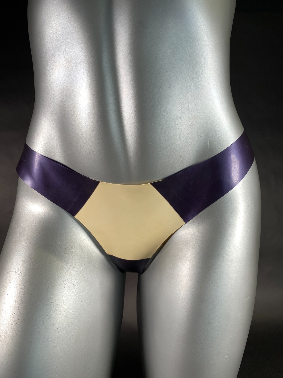 Purple White Latex Panties Thongs Handmade U.S. Designer Sz Large
