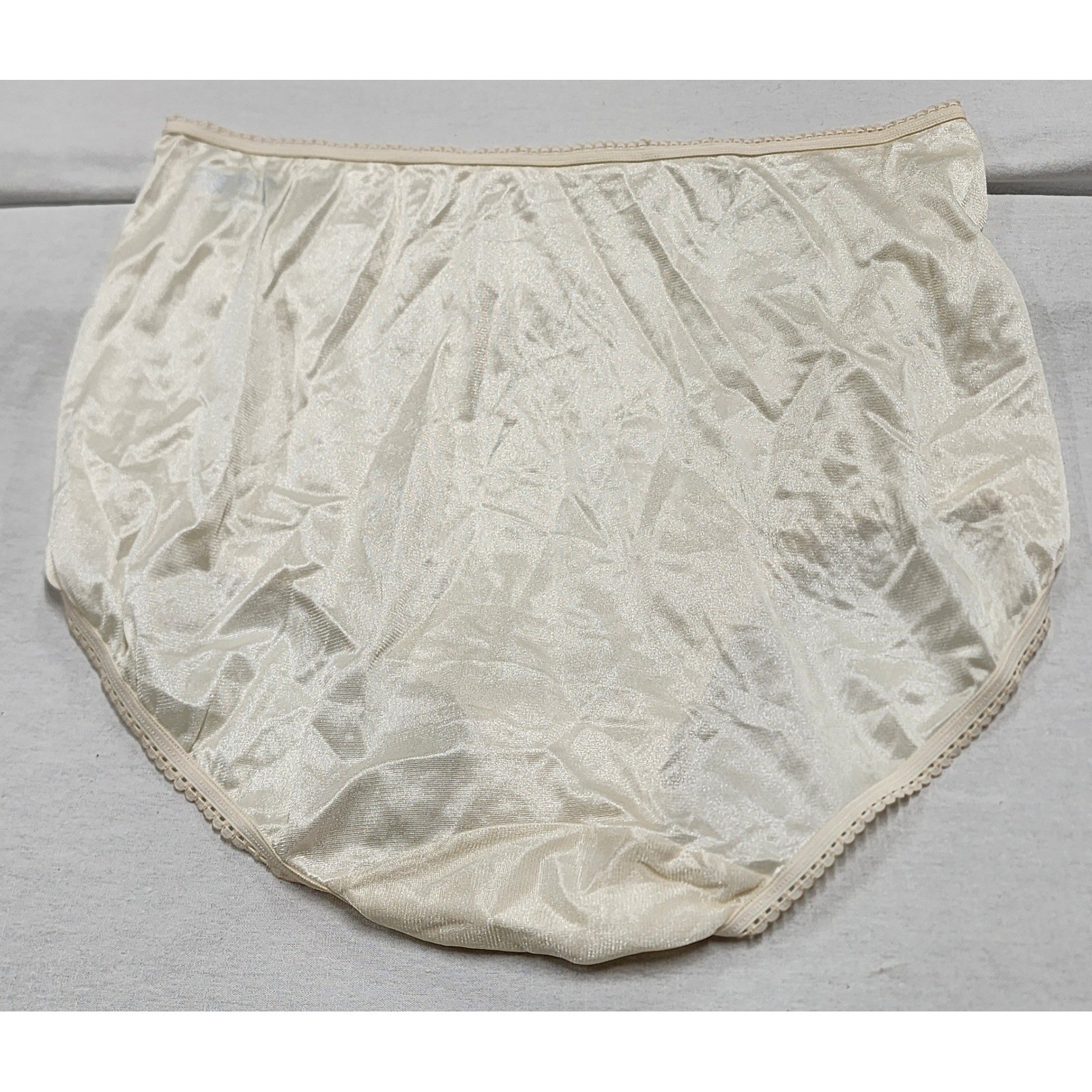 Vintage Maidenform Wise Buys Cream Panties Sz 8 Nylon Silky Sheer Brief Shiny