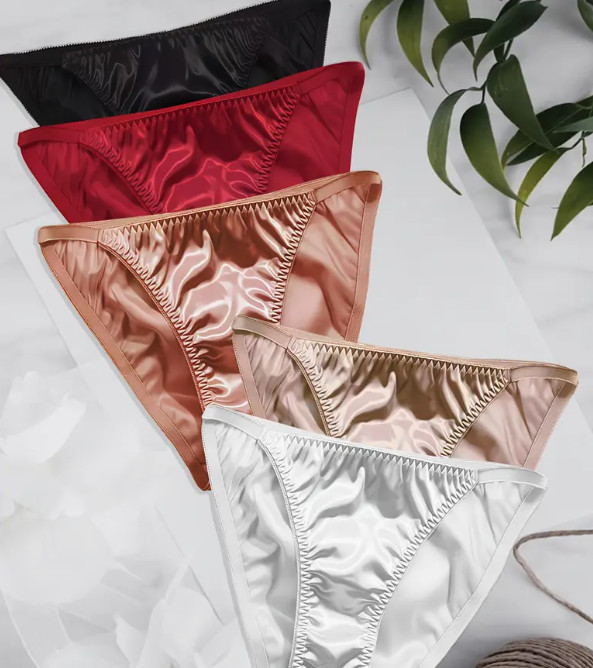 5 Pack Liquid Satin Cheeky Panty Bikini Sexy Naughty Slippery Sissy Size S 🔥