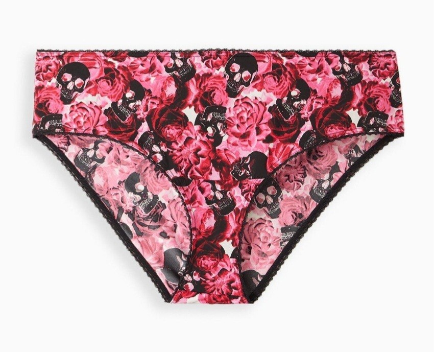 NWT Torrid Plus Size 5 5X 28 Second Skin Rose Skulls Hipster Panty Cage Back