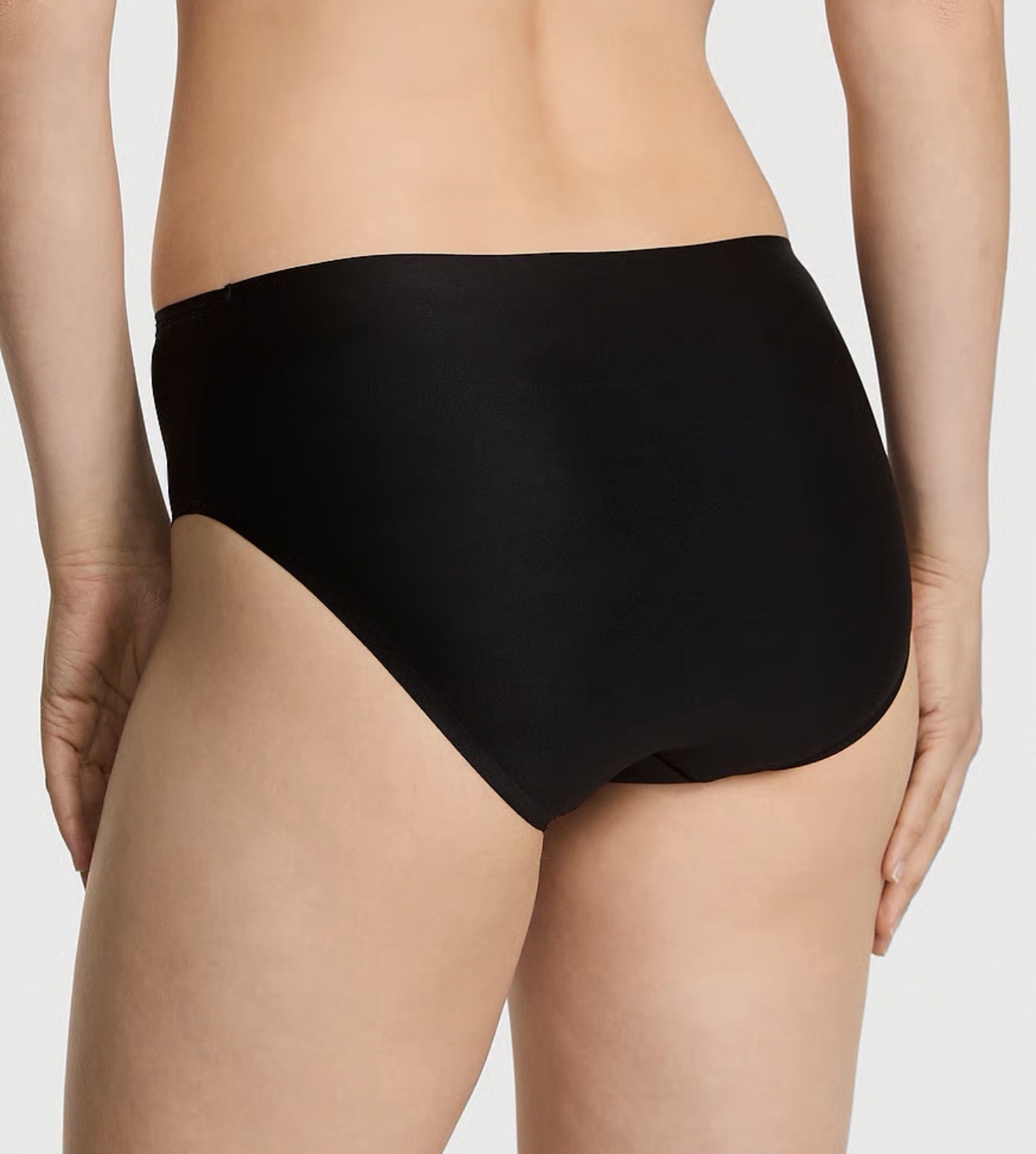 Black Brief Panties Women Solid Pattern Stretch Fabric Opaque Mid Rise Underwear