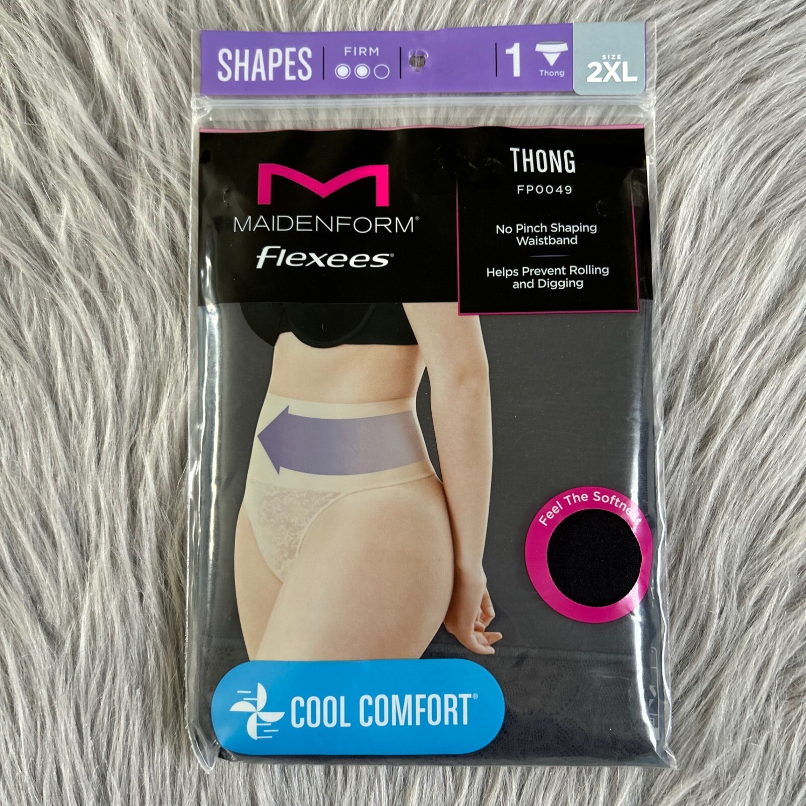 Maidenform Flexees Thong Womens Size 2XL Black Shapewear Underwear Panty