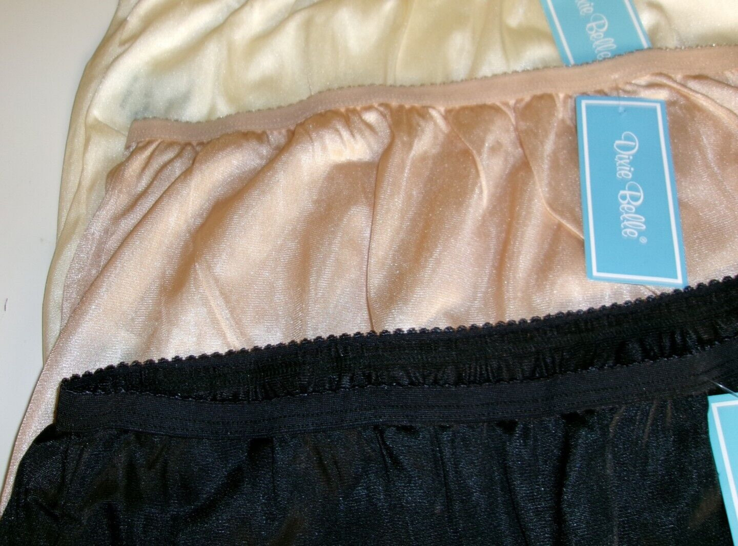 3 Dixie Belle by Velrose Full cut Briefs Style 719 Nude Black and Beige Size 7