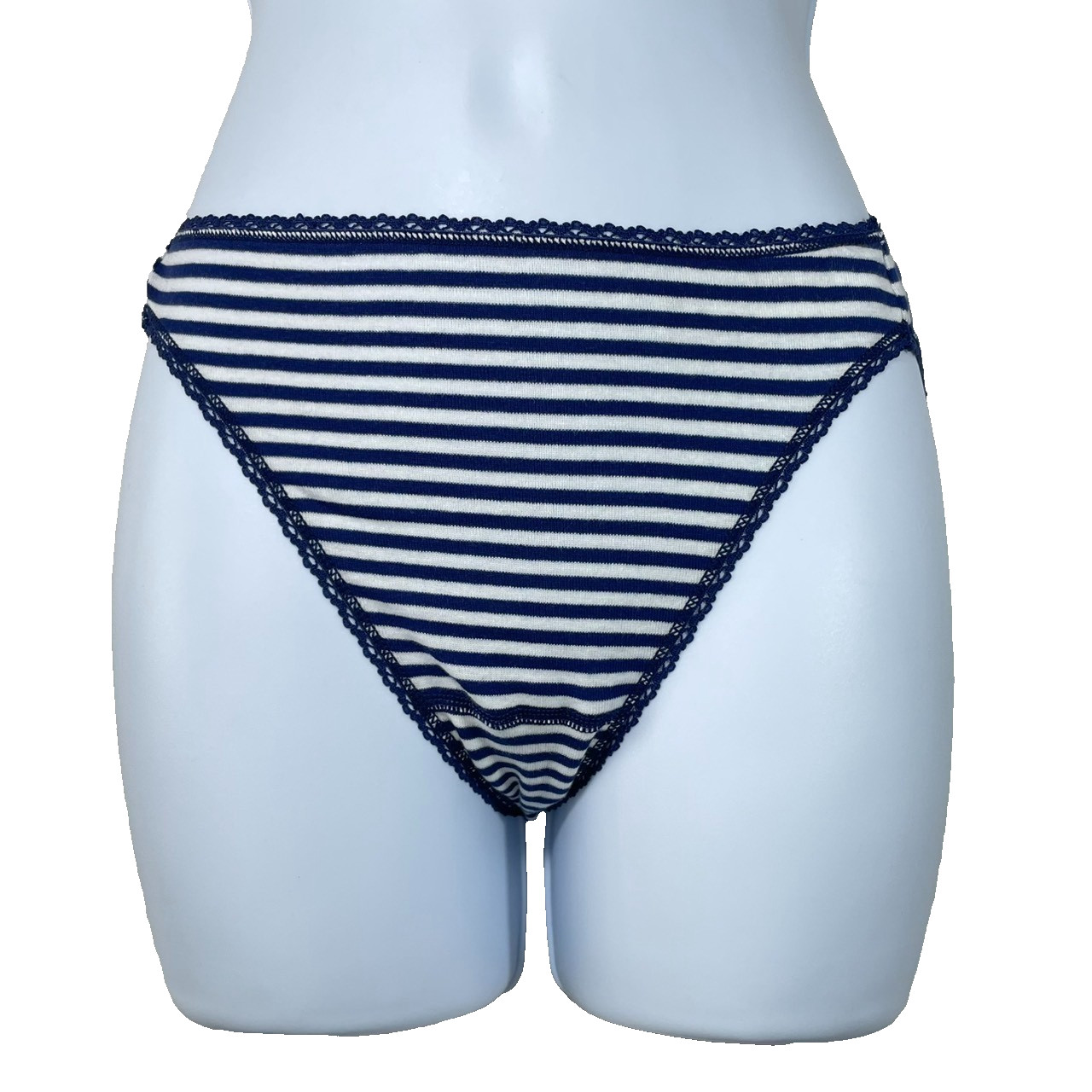 NWT Charter Club Women’s S Hi-Cut Cotton Bikini 4-Pack, Blue White Black