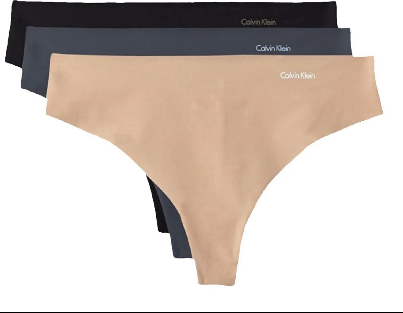 Calvin Klein QD3558 -Size: Small- 3 Pack- Invisible No Panty Line Thongs –