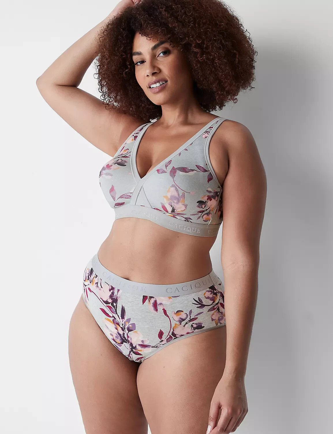 NEW Lane Bryant CACIQUE GREY FALL FLORAL HIGH LEG Cotton Brief Size 22 24 2X