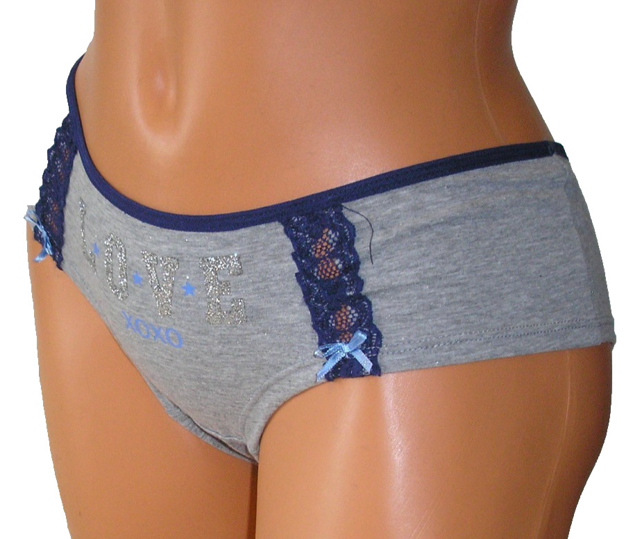 Panties Lingerie XOXO Love Glitter & Lace Detail Hipster, Large Adult Gift
