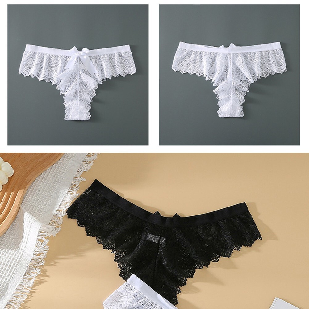 Womens Thong Lace Panties with Thin Straps Low Waist Briefs for All Seasons