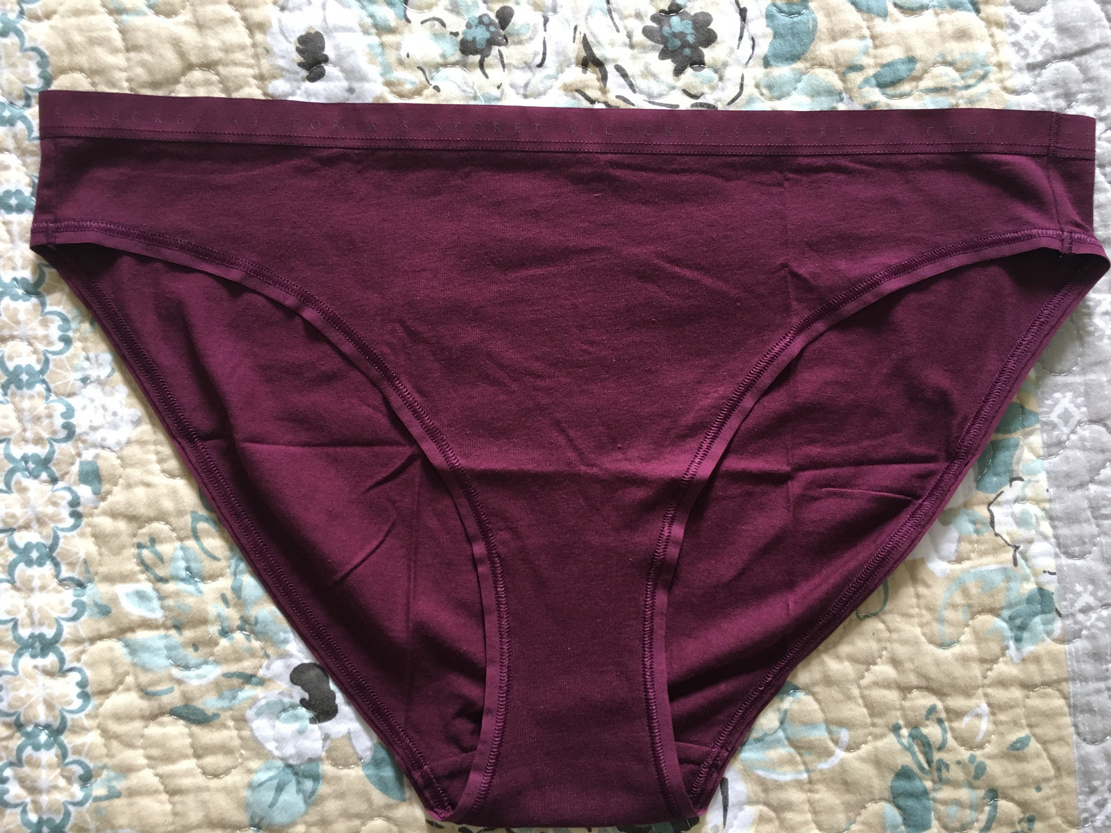 Victoria’s Secret Bikini Panties Size XL Maroon Logo Waistband Cotton & Modal