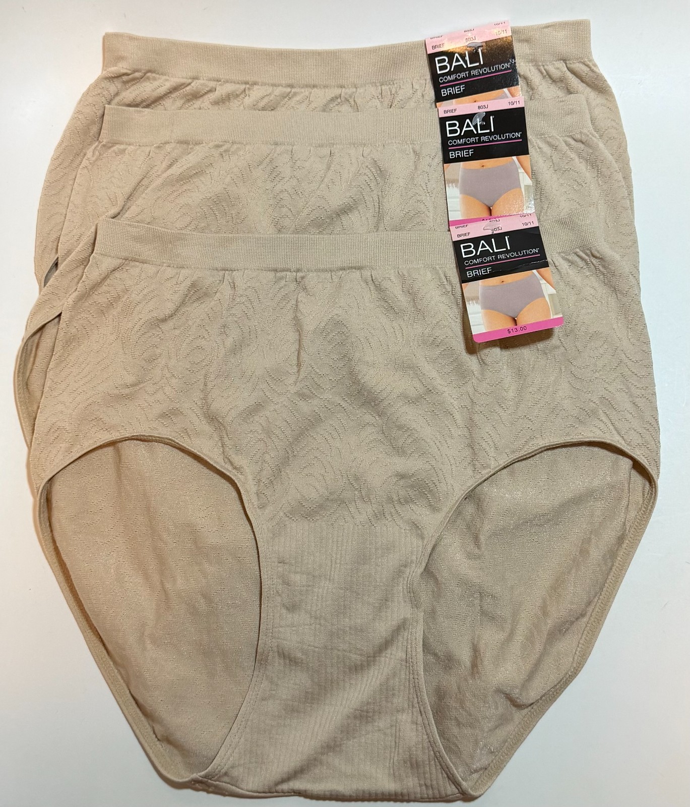 NWT 3 Bali Comfort Revolution Brief Panties 803J Beige/Nude Size 10/11
