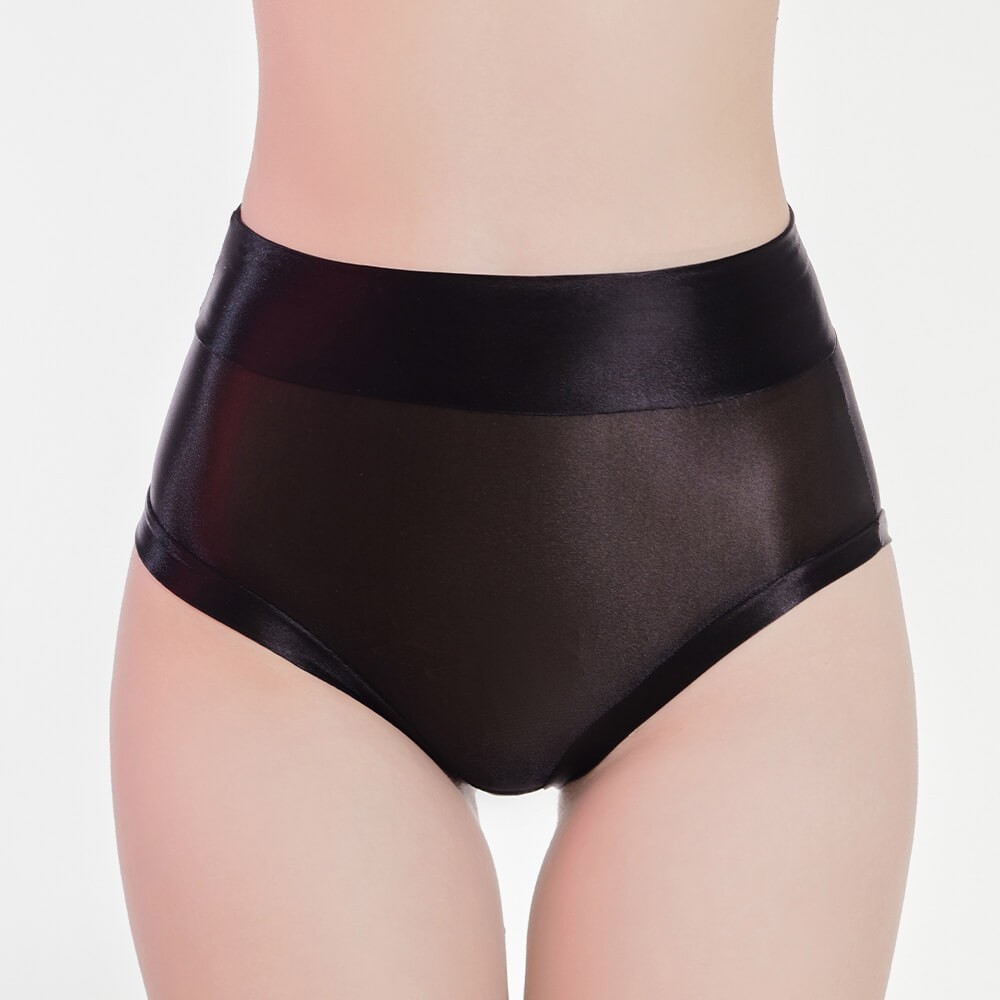 Womens See-through Oil Shiny Glossy Bikini Panties Briefs High Waisted Underwear
