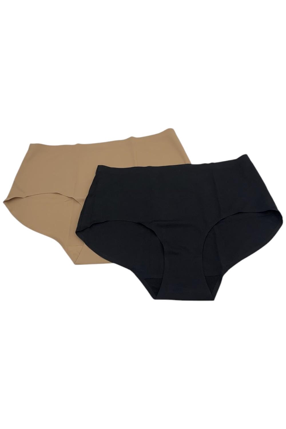 Rhonda Shear 2-pack High-Waisted Leisure Briefs Beige/Black