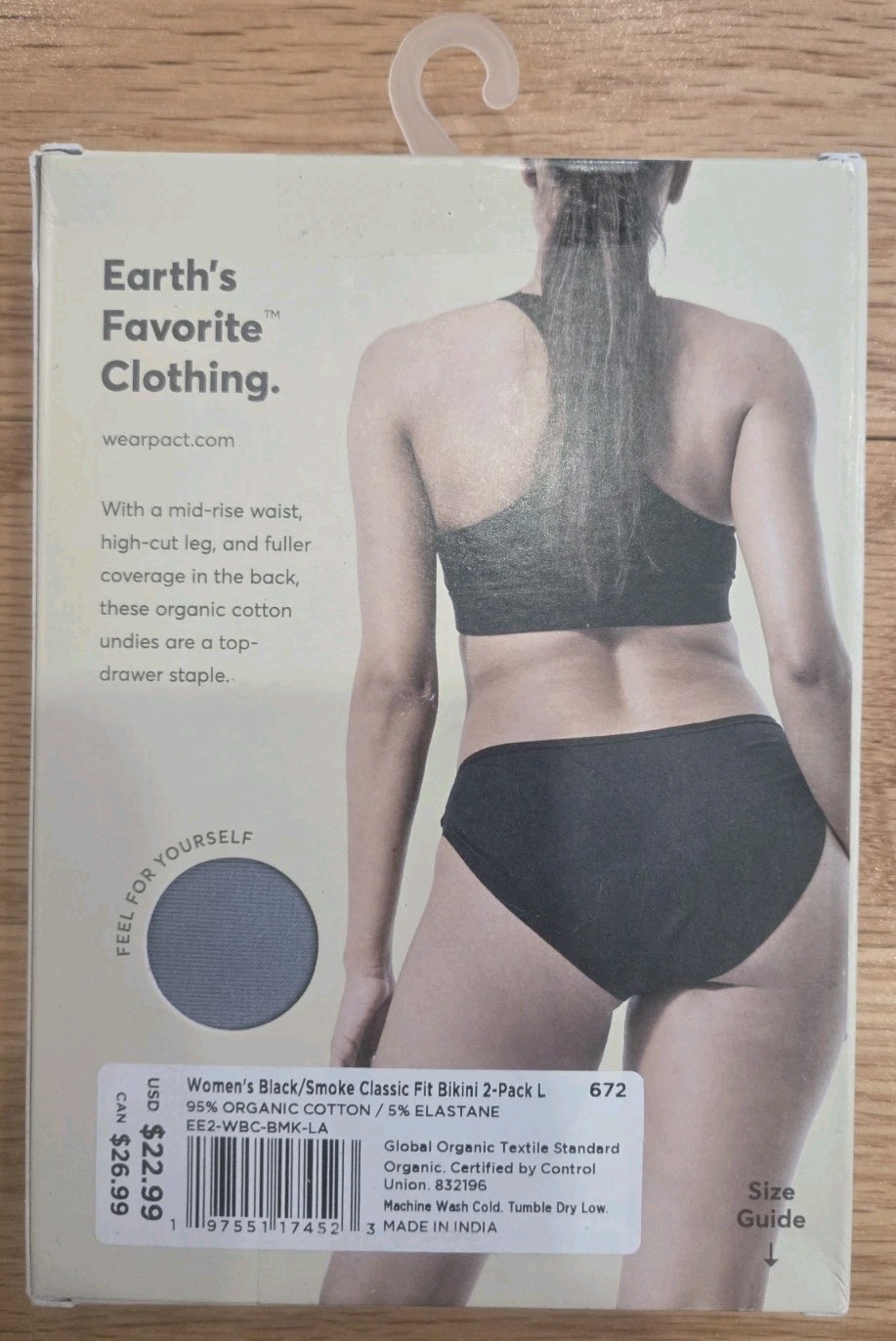 Pact 2pc Classic Fit Bikini Mid Rise Waist Sexy Flirty Organic Cotton New Large