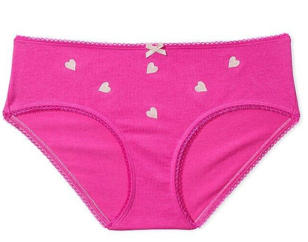 L So Hot Pink Heart Cotton Stretch Waist Victorias Secret Hiphugger Brief Panty