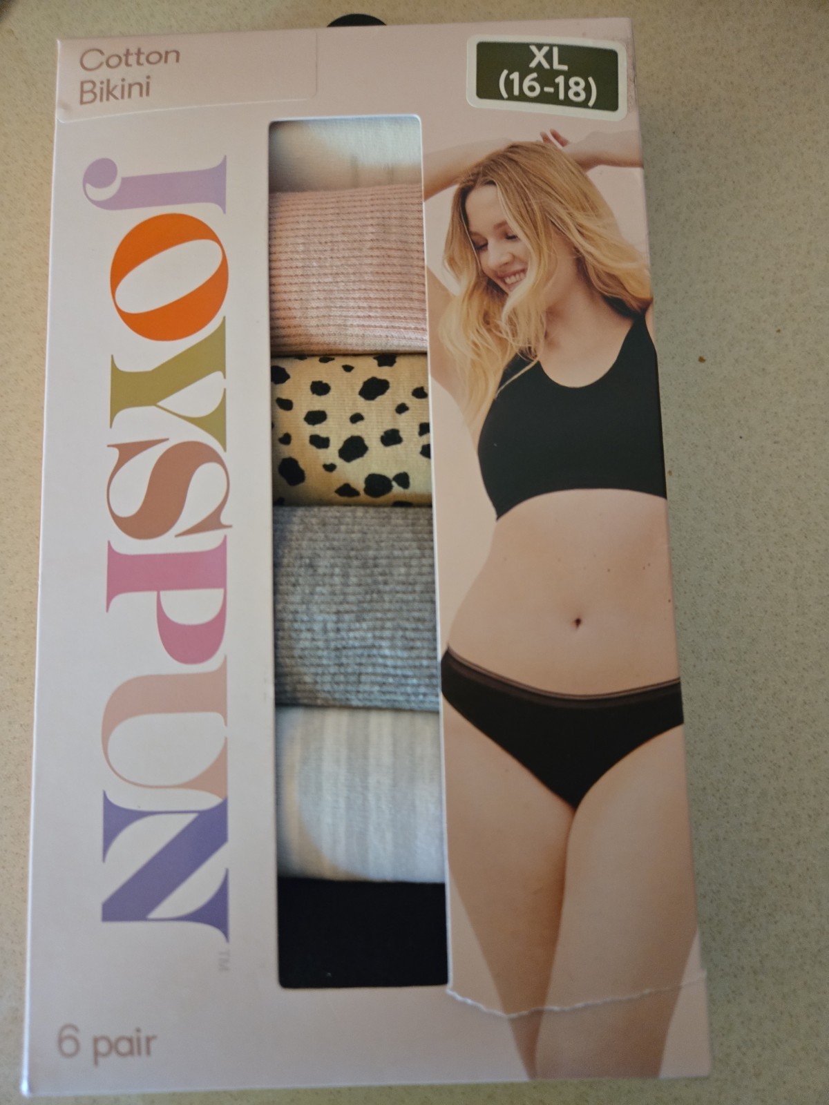 Womens Joyspun XL (16-18) Cotton Bikinis 6 Pair
