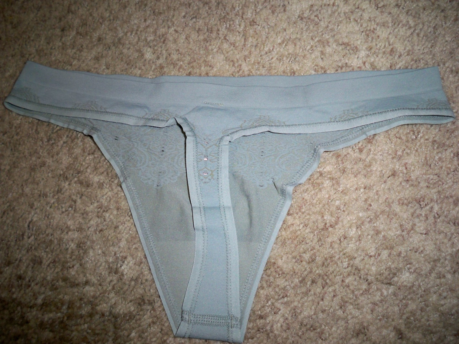 VICTORIAS SECRET THONG MESH LACE DETAIL MINT GREEN LARGE NEW