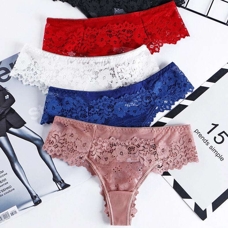 5 Pack Lot Sexy Womens See Through Sheer Lace Panties Briefs Underwear Lingeries