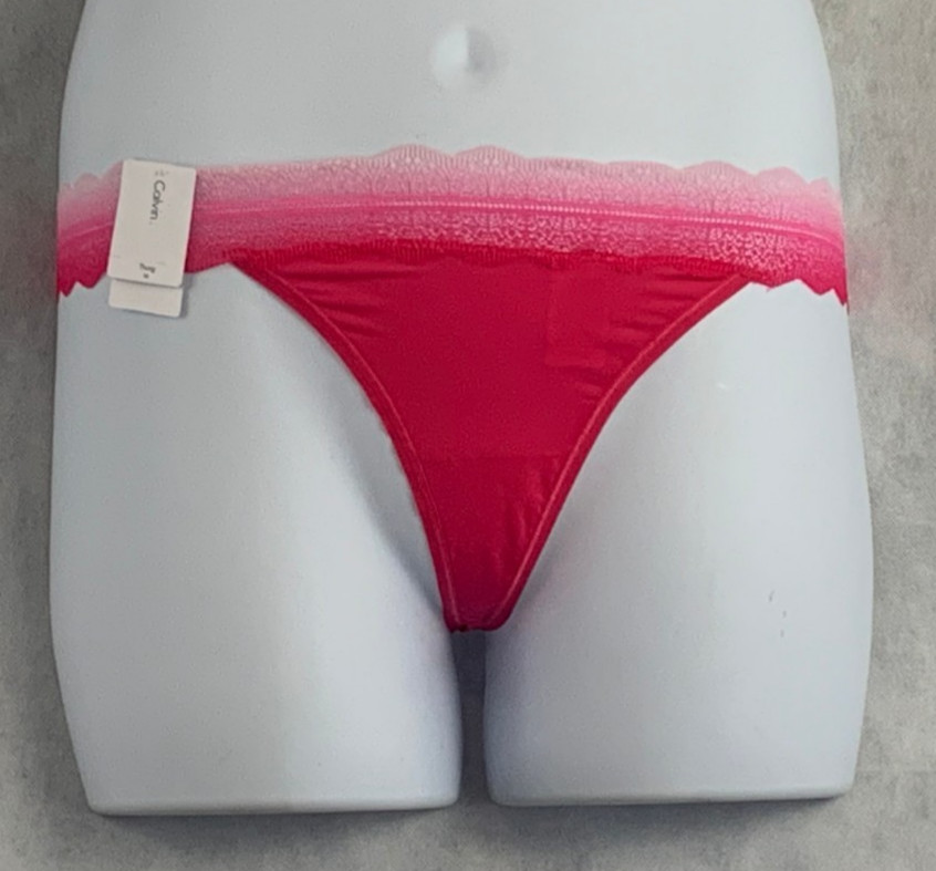 Calvin Klein Women’s Lace Waist Thong Panty Underwear, Pink, Medium
